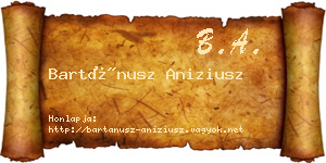 Bartánusz Aniziusz névjegykártya